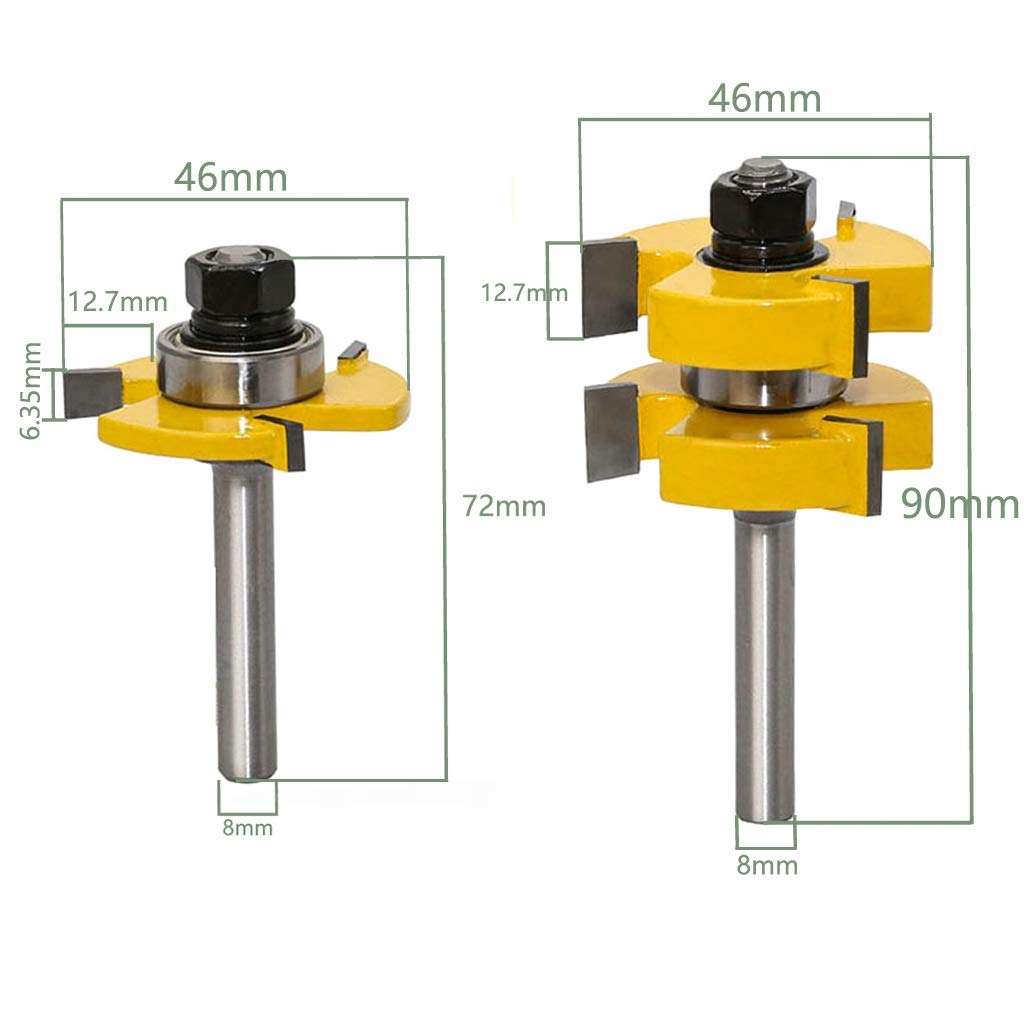 FREZÓW PIÓRO-WPUST ZESTAW z LOŻYSKIEM,TRZPIEŃ 8mm Rodzaj adapter do frezów