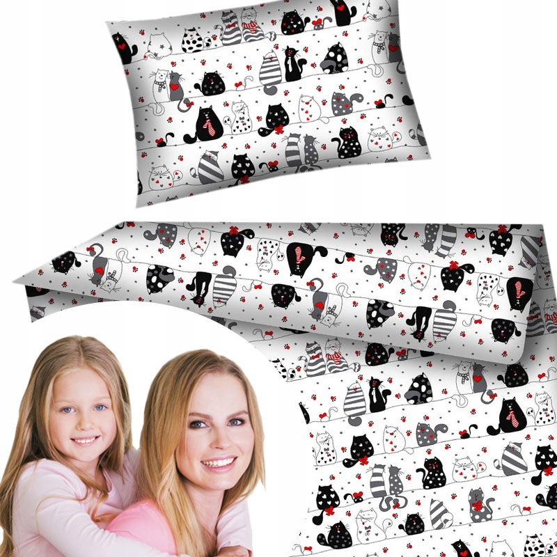 

Pościel biała w koty bawełniana 100x135 cm