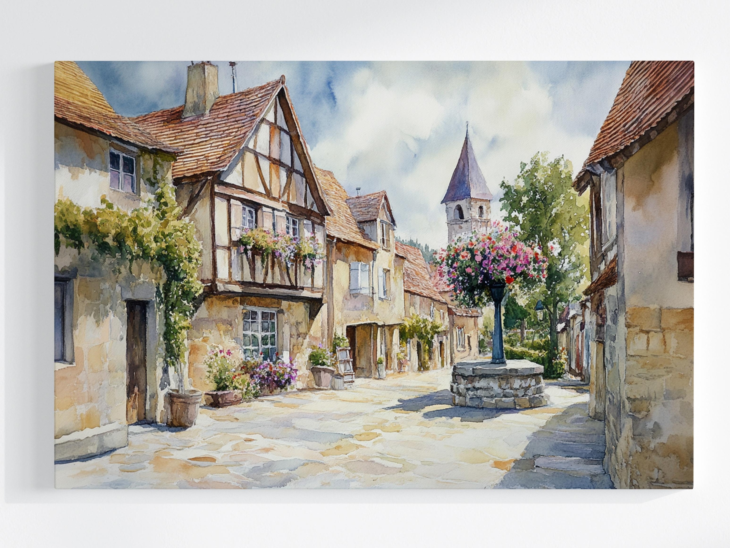 Obraz Na Plátně Canvas Francouzská Ulička Provence Akvarel Vintage 120x80