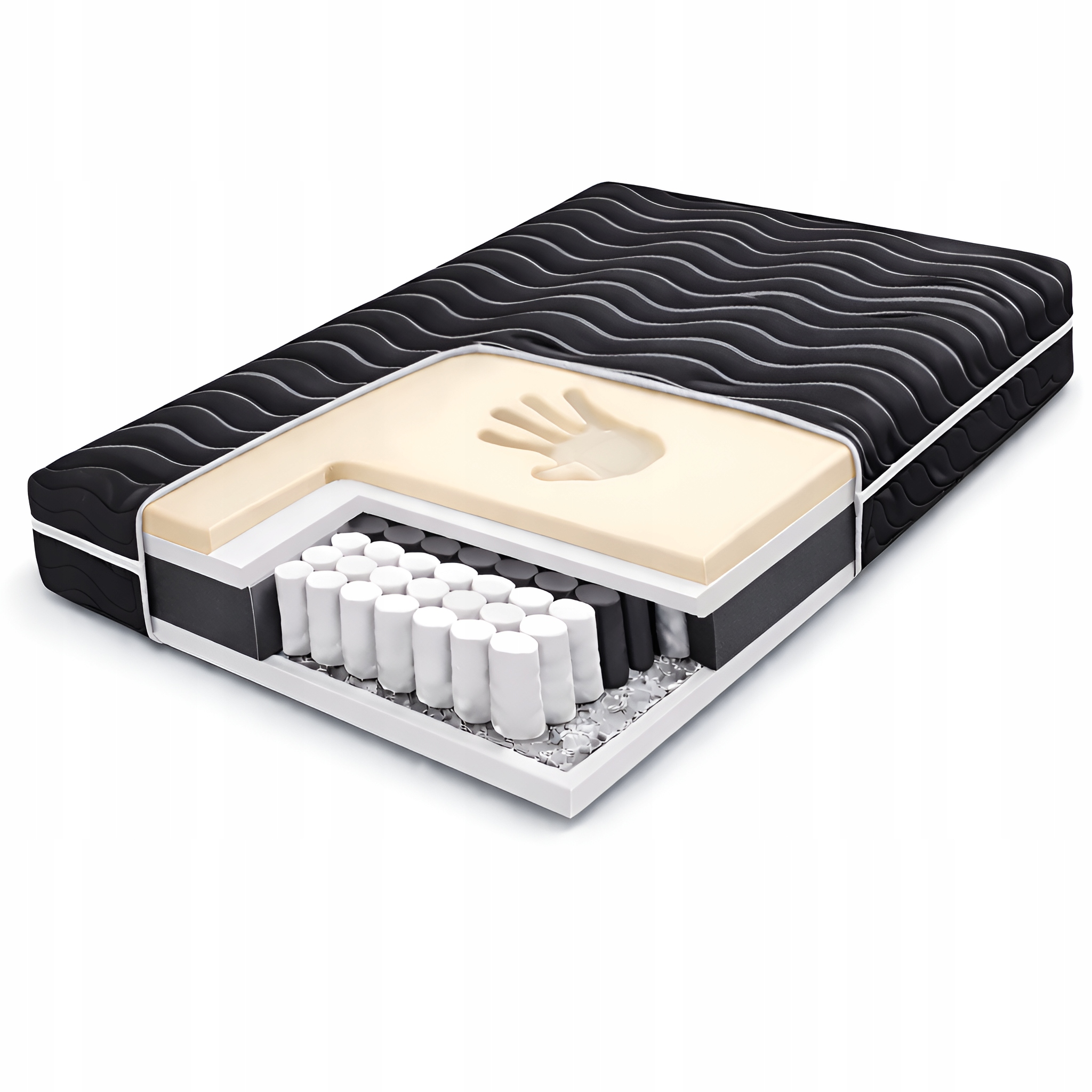 Materac kieszeniowy Visco 90x180 Czarny pocket sprężynowy Antyalergiczny