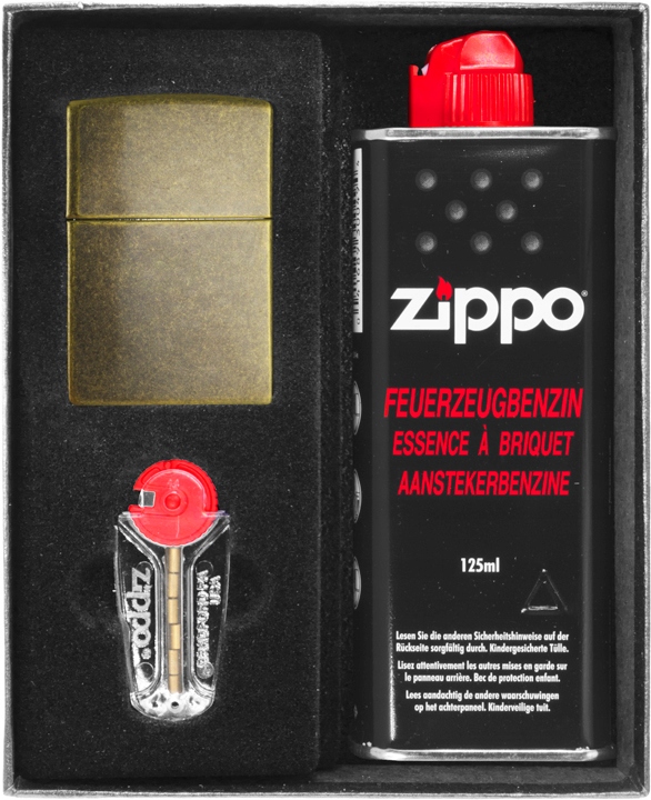Sada Zippo Zapalovač Antique Brass dárkový No1