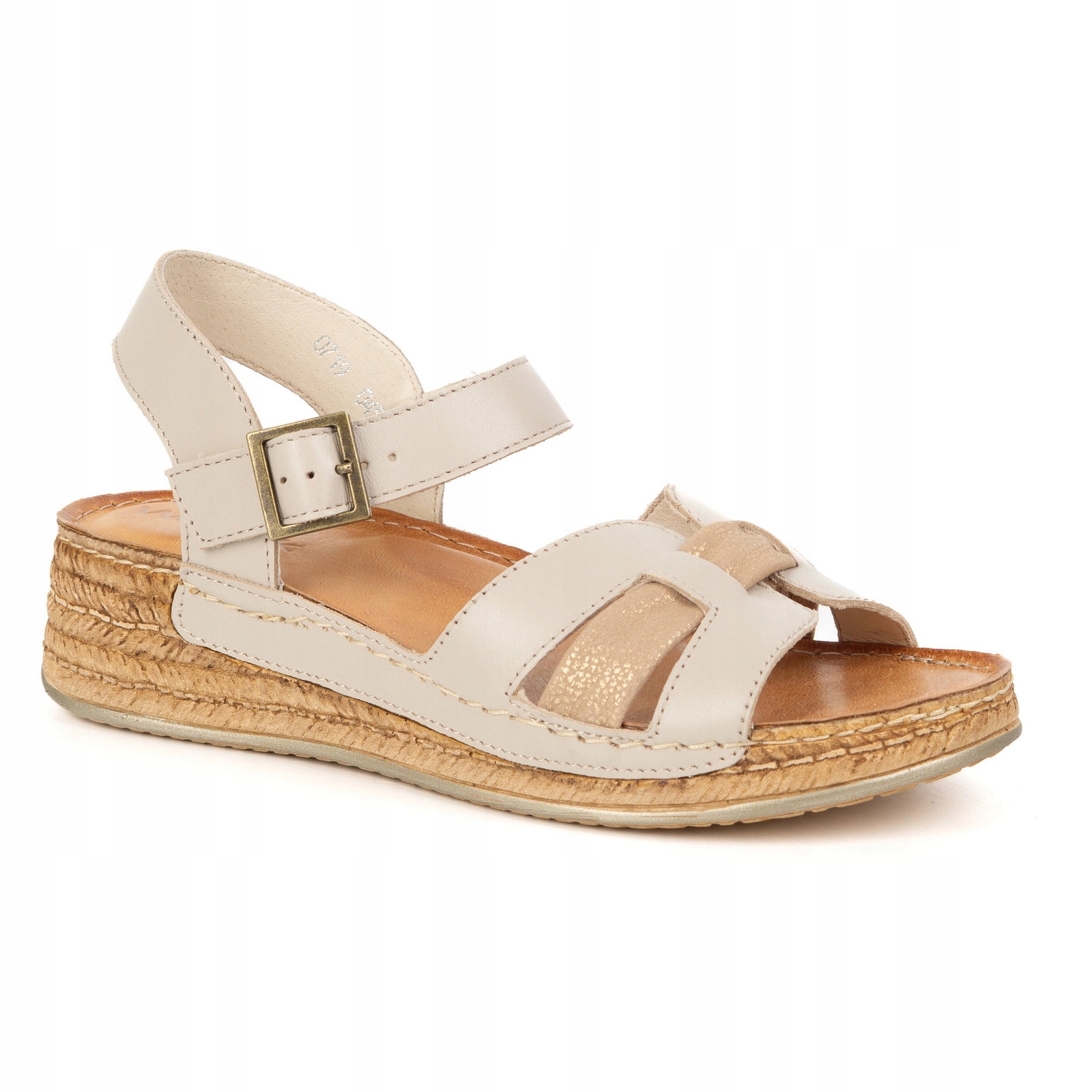 Dámské kožené sandály Wasak 0719W béžové 37