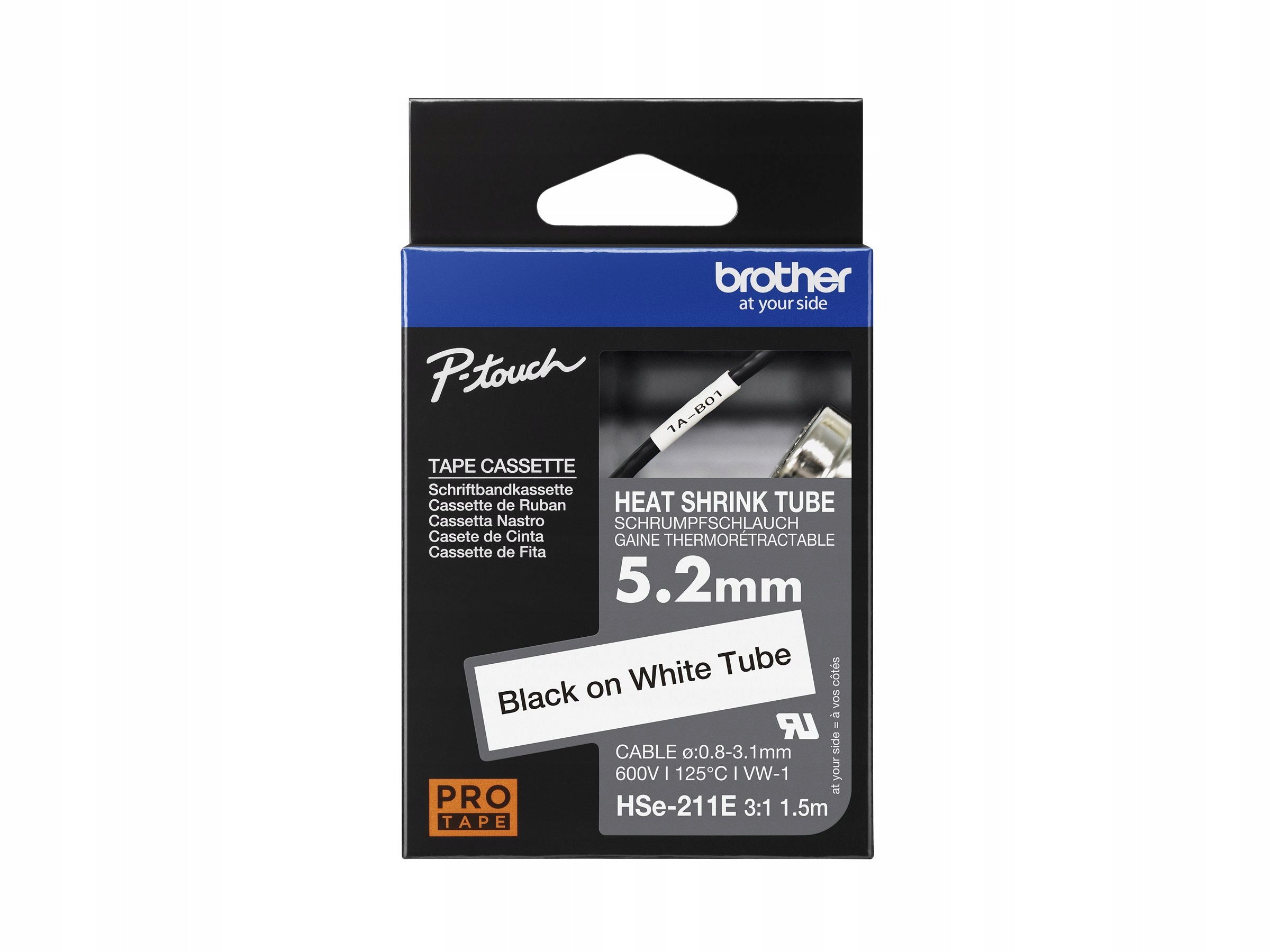 Taśma termokurczliwa Brother HSE-611E 5,2 mm żółta