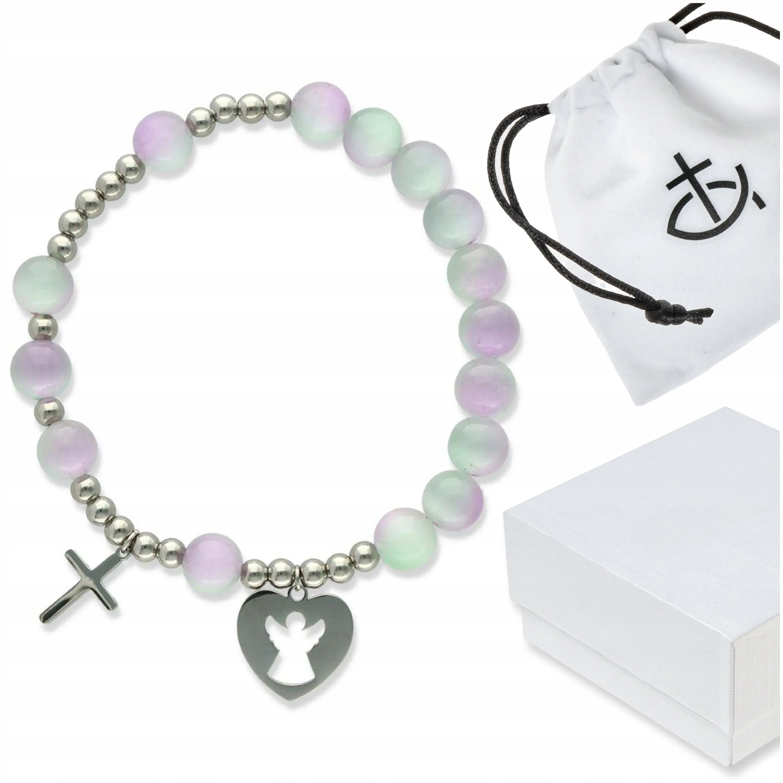 Náramek růženec na ruku dámské přírodní kameny dárek k Vánocům