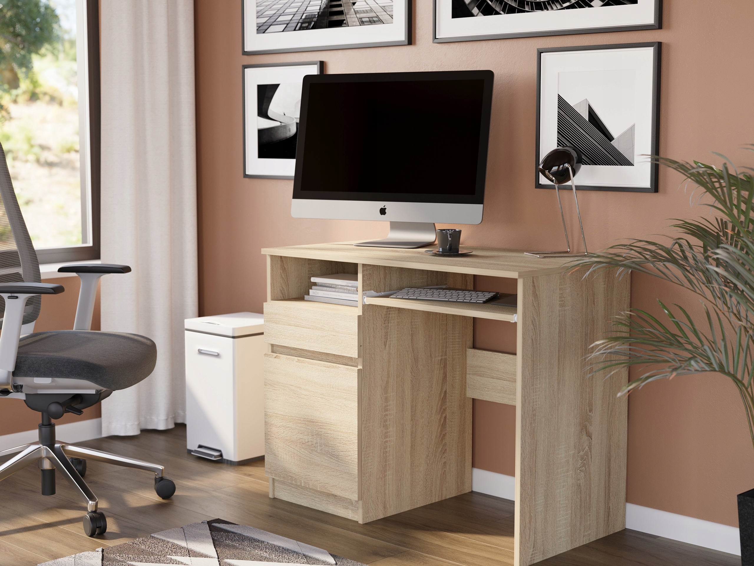 Meble biurko komputerowe stolik 96cm lewe N-35L SONOMA