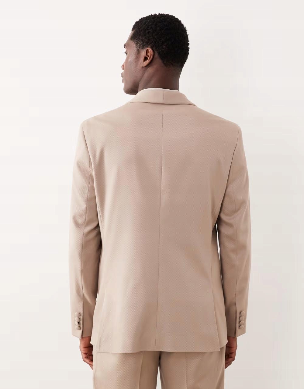Asos Design béžová sako dvouřadá textura B23 L