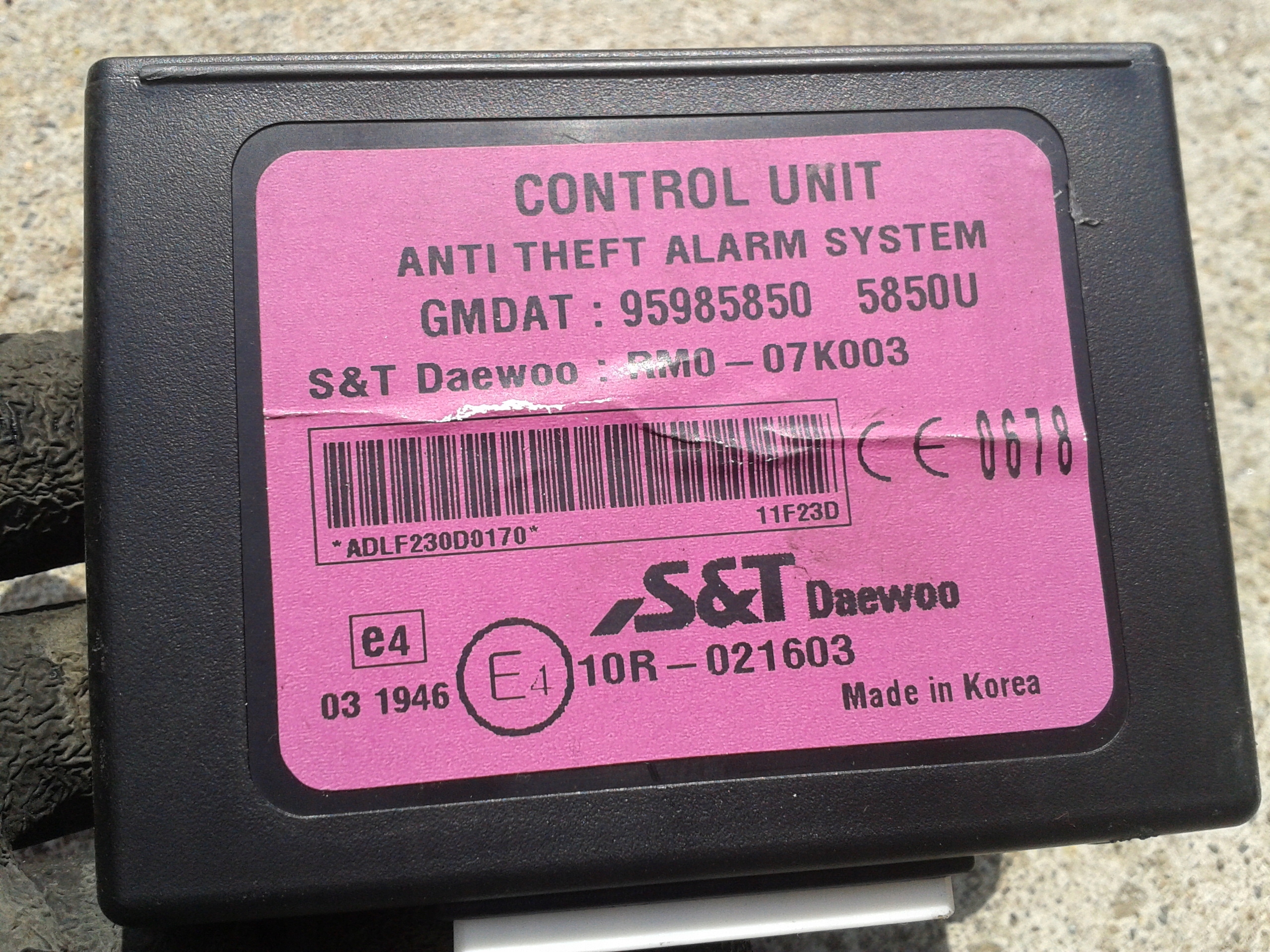 MODUŁ ALARMU CHEVROLET SPARK III 95985850 Producent Chevrolet