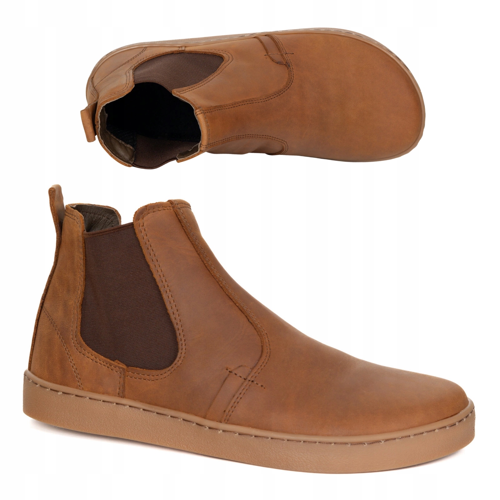 Buty męskie sztyblety barefoot skórzane Olivier 100KZ jasnobrązowe 45