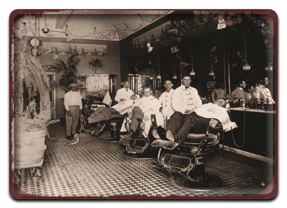 Barber Fryzjer Metalowy Szyld Plakat #08769