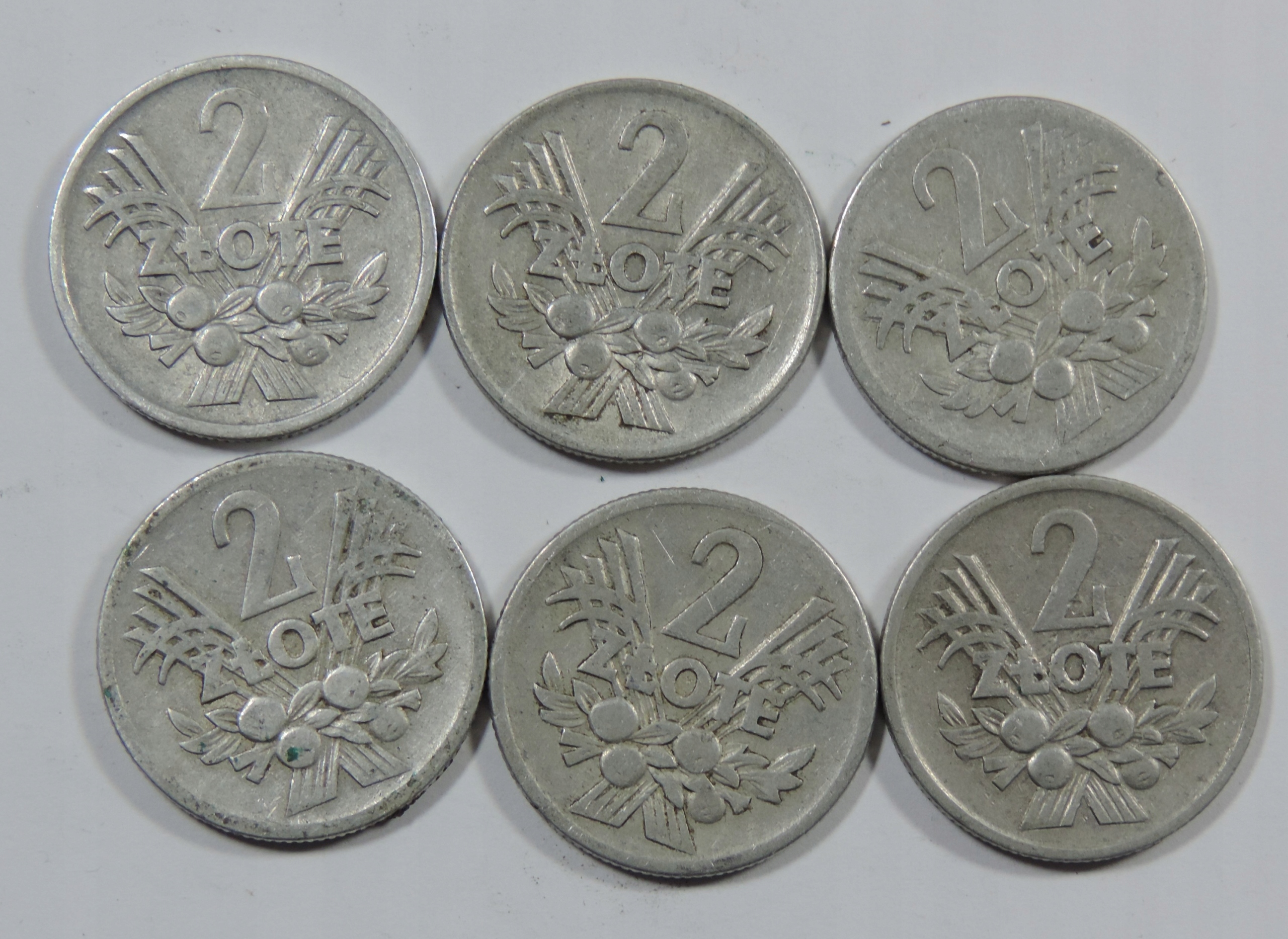 ZESTAW 6x MONETA OBIEGOWA - POLSKA PRL - 2 ZŁOTE - JAGODY -YA1898