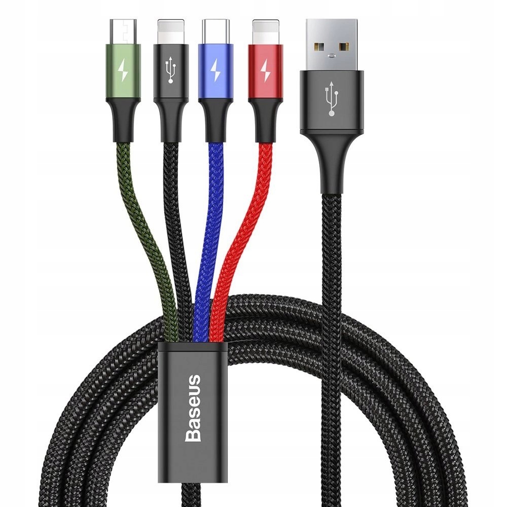 Baseus kabel przewód Usb 4w1 2x Lightning Usb Typ C micro Usb w nylonow