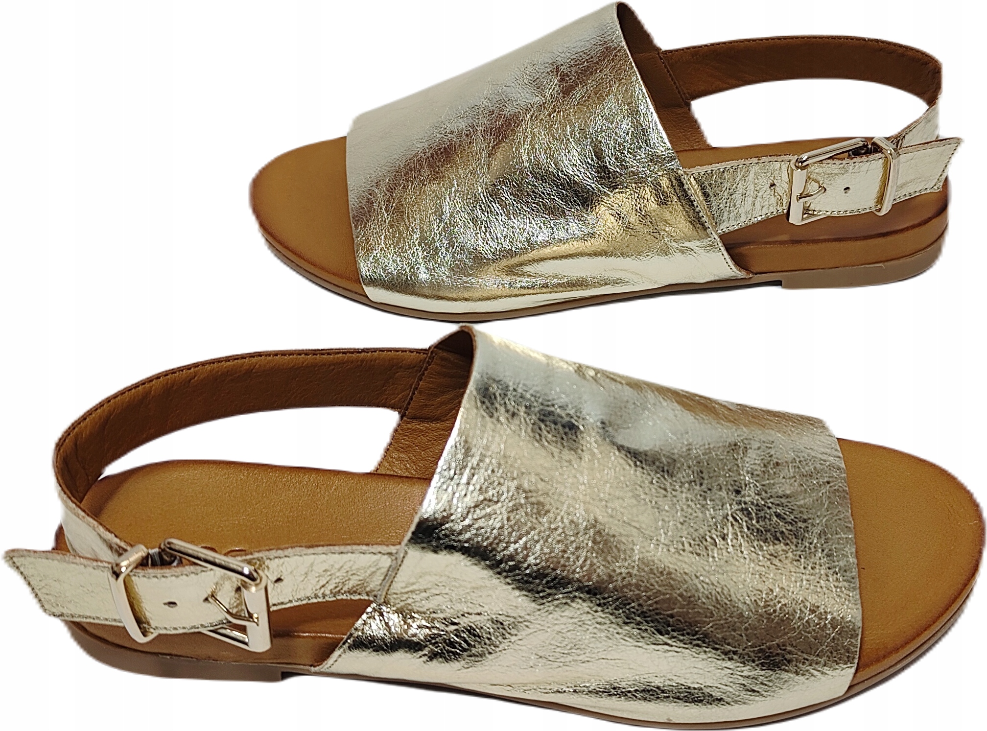 metalické kožené sandály Boccato 02.1333 zlaté r39