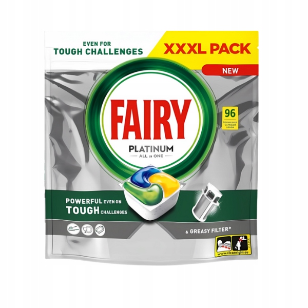 Levně Fairy Platinum All In One, kapsle do myčky nádobí, Lemon, 96 ks