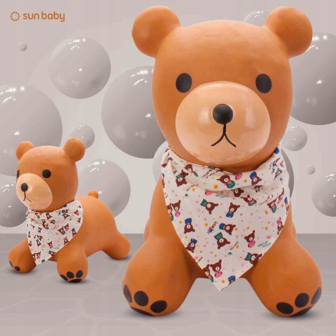 Skoczek gumowy dla dzieci TEDDY 52 cm brązowy z bandaną do skakania z pompk Rodzaj skoczki