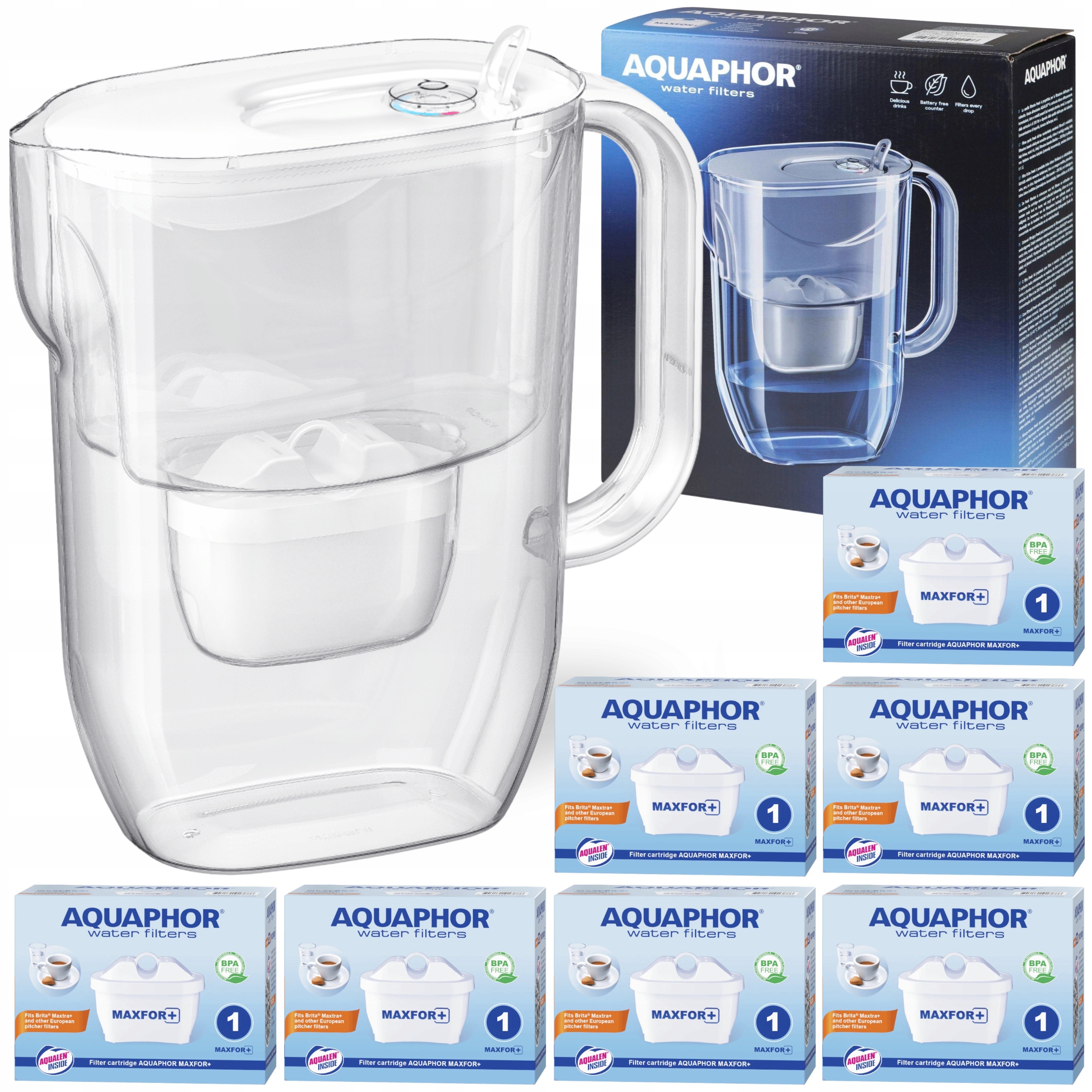 Filtrační konvice na vodu Aquaphor Fresh 3,2L bílá se 7 vložkami Maxfor+