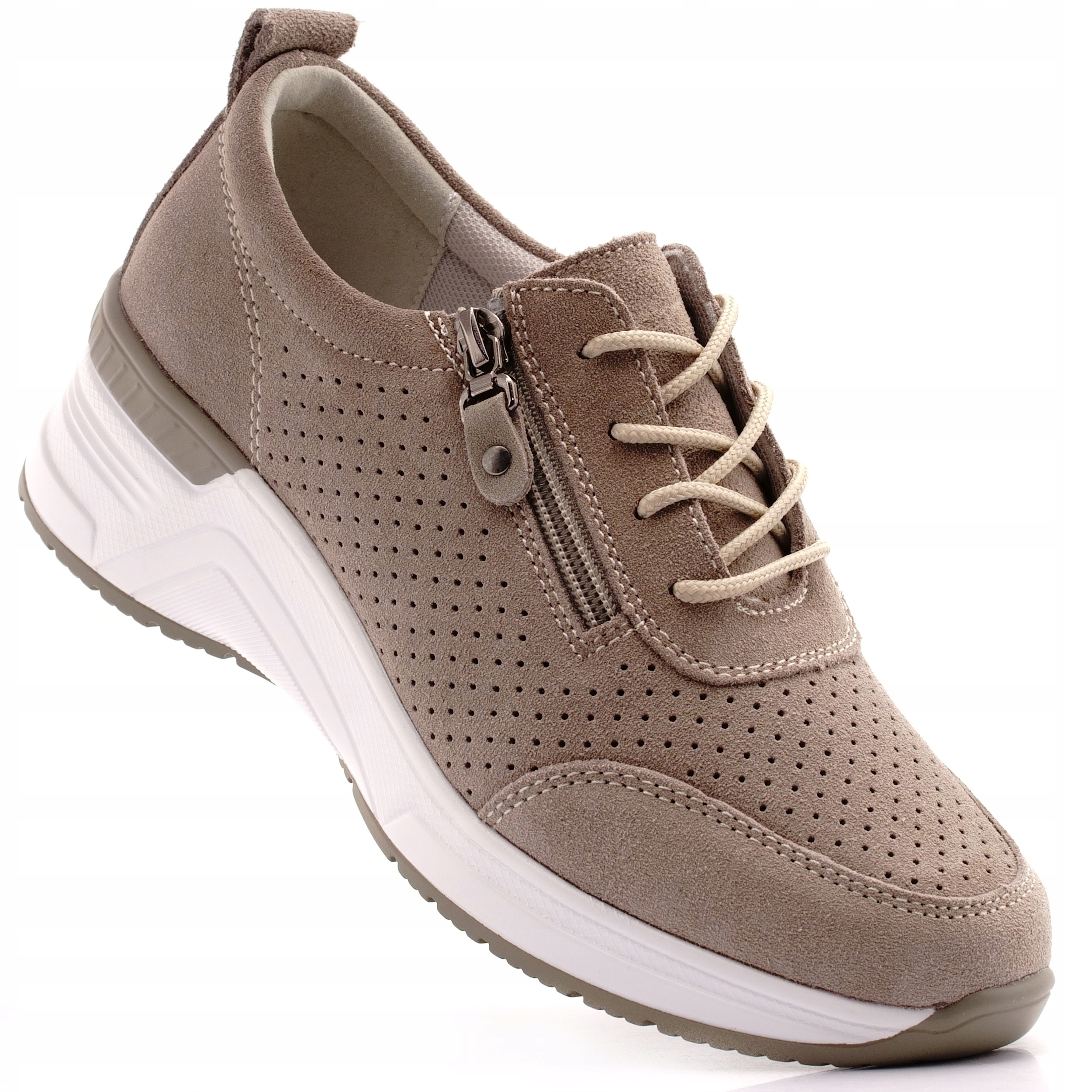 Evento Sneakersy Buty Sportowe Damskie Skórzane Półbuty Na Koturnie 4634 40