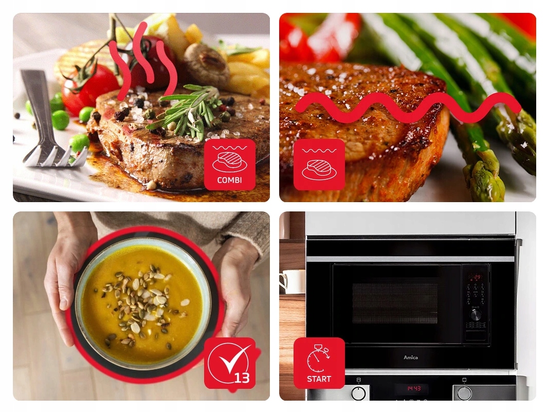 Zestaw AGD do zabudowy 4 elementy AMICA Stan opakowania oryginalne