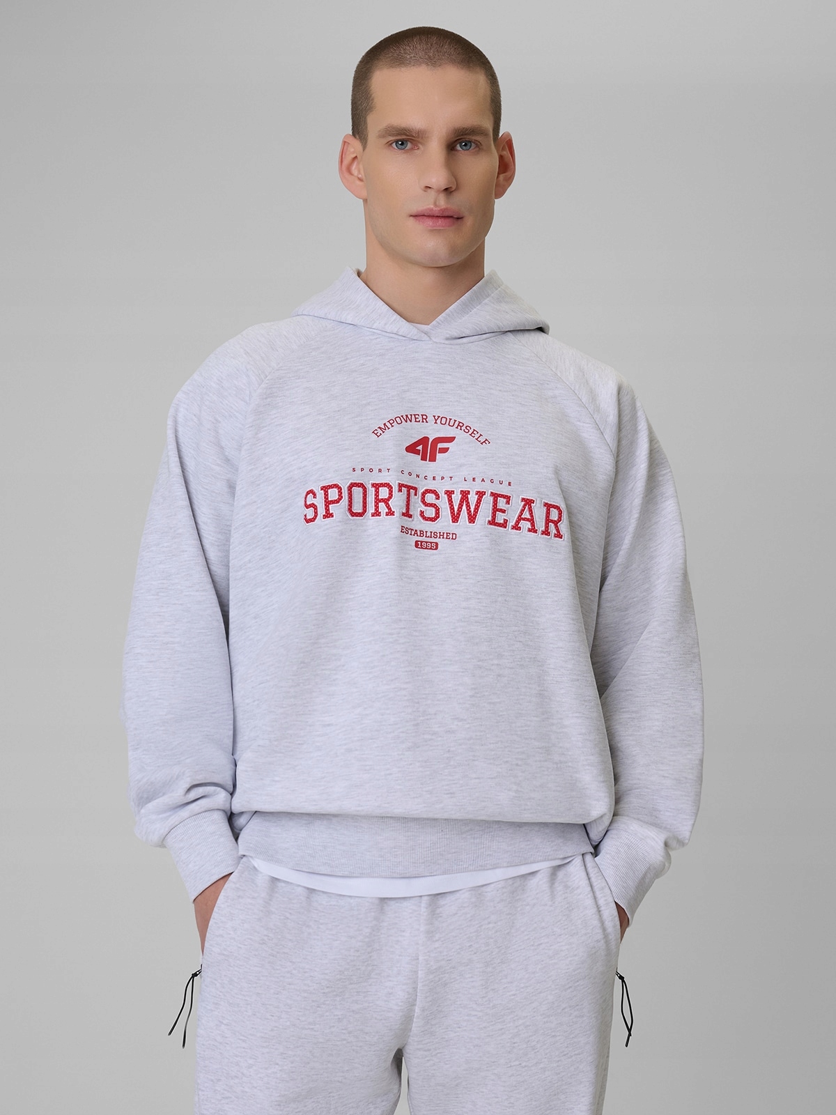 4F Mikina S Kapucí Šedá Loose Pohodlná S