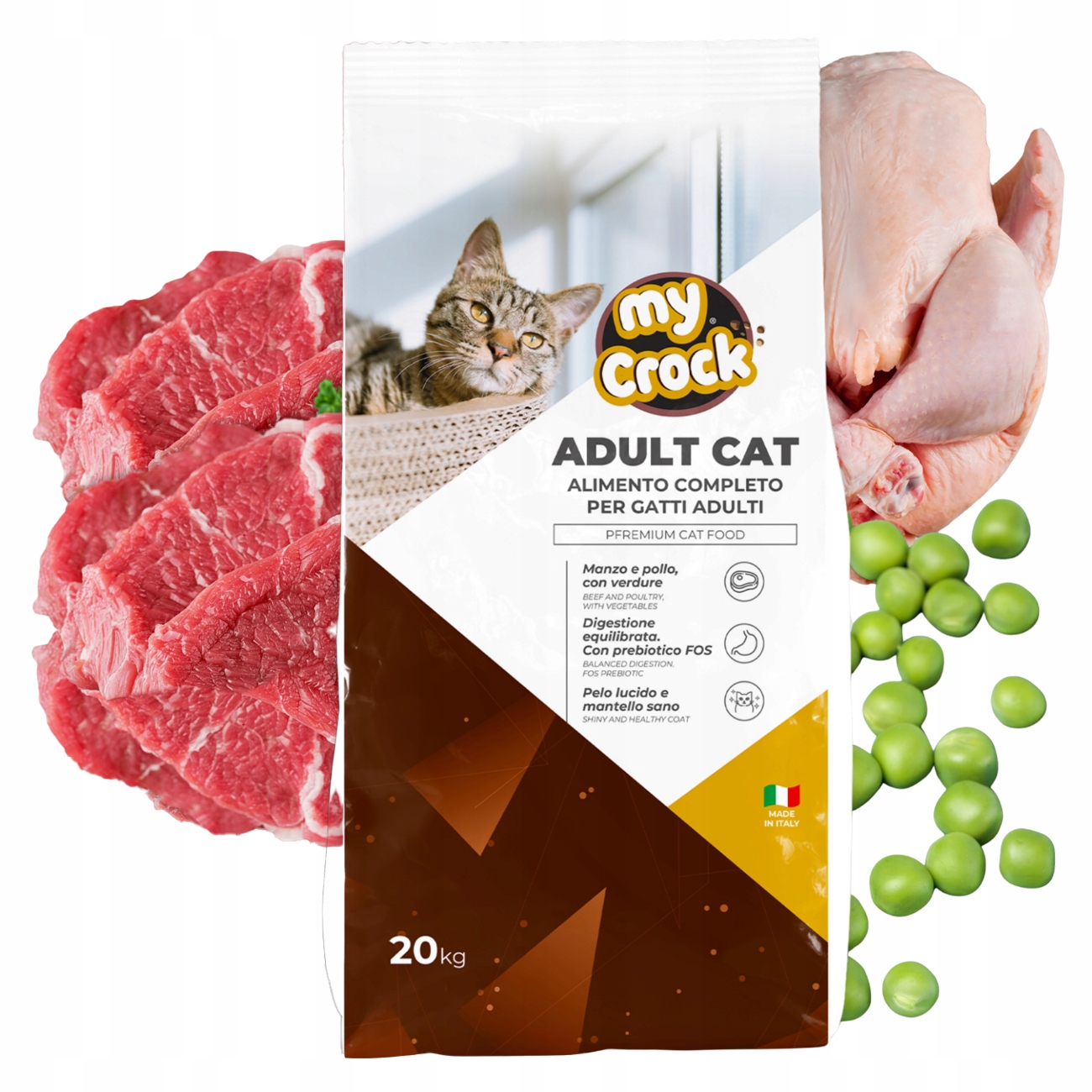Suché Krmivo Pro Kočky Hovězí Kuře 20 Kg Mycrock Lesklá Srst