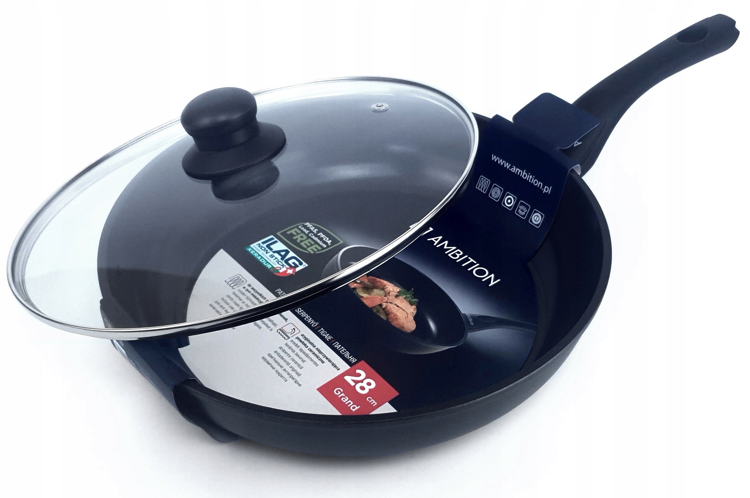 Patelnia Ambition Grand 28CM Gruba Pokrywka