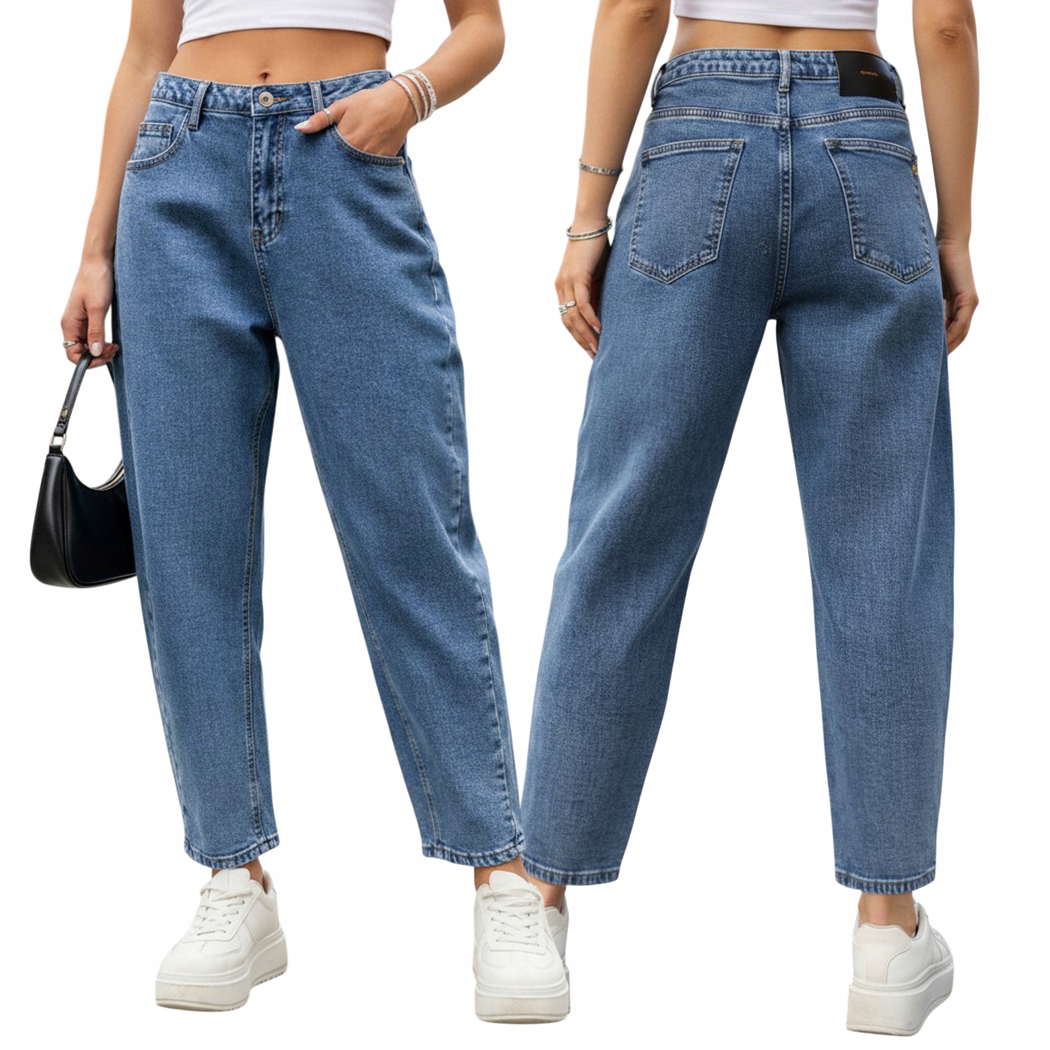 Jeansy damskie balloon fit z wysokim stanem UY2929 M