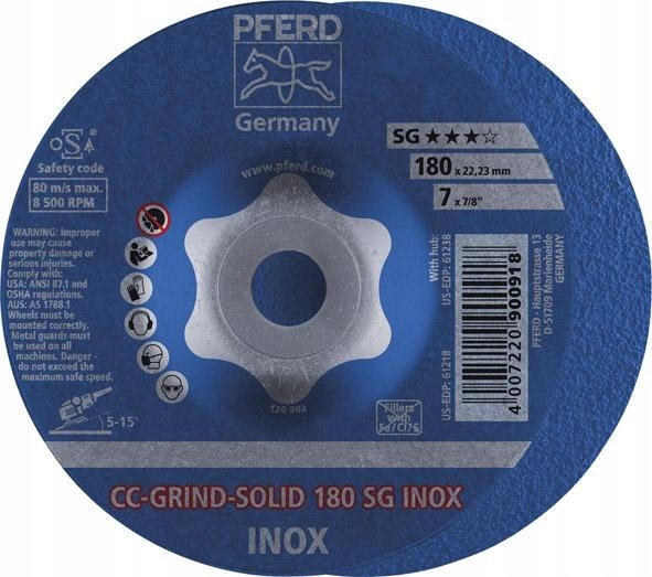 PFERD ŚCIERNICA TARCZOWA CC-GRIND SOLID INOX 180mm