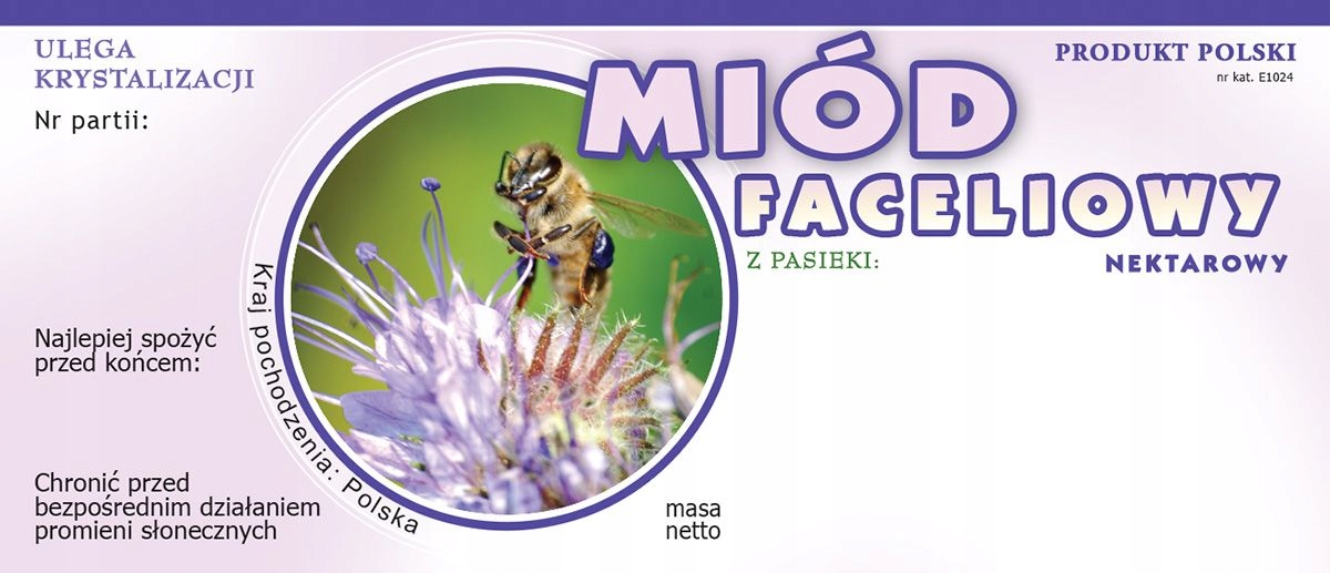 

Etykiety na miód faceliowy 116x50 wzór E1024