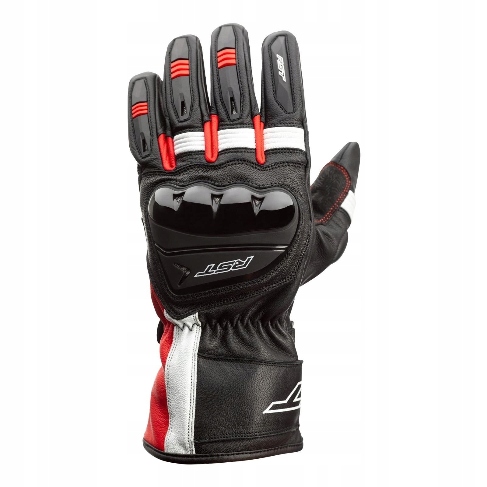 Kožené Motocyklové Rukavice Rst Pilot Black Red Biela