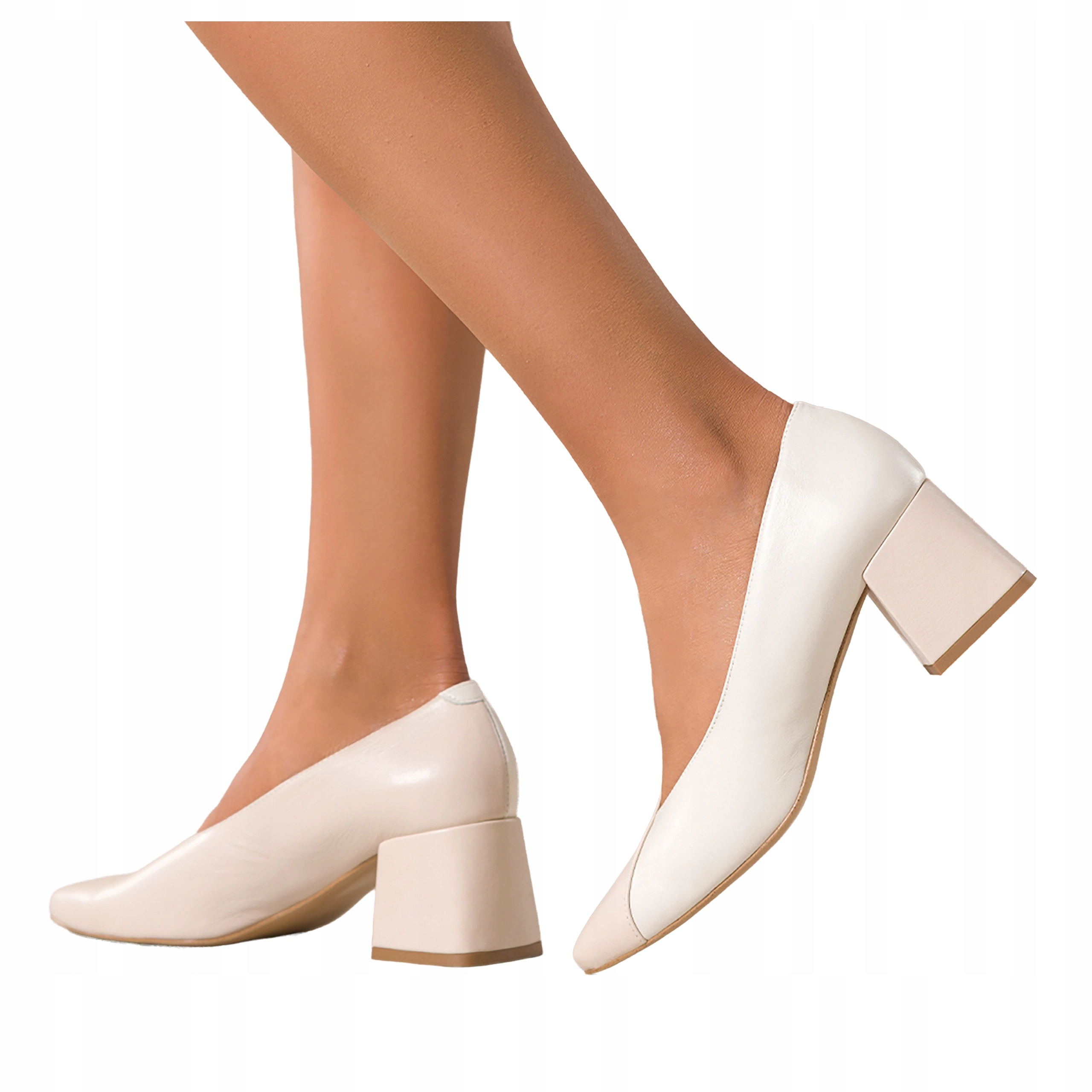 Béžové dámské lodičky na širokém podpatku Pohodlné Módní Kožené vel. 39