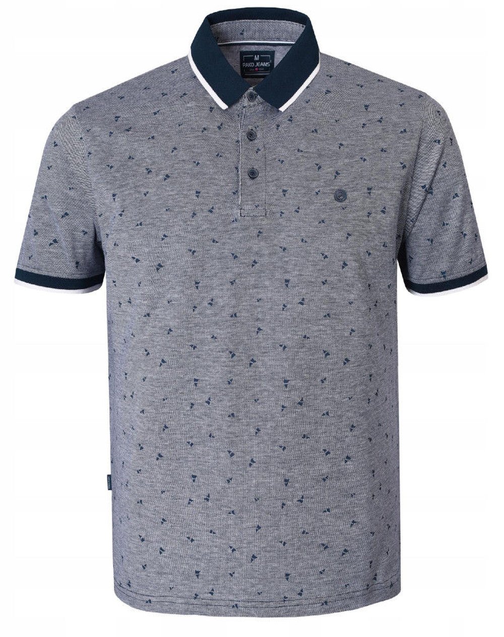 Bavlněná pánská Polokošile Pako Jeans tmavě modrá Melanž 3XL