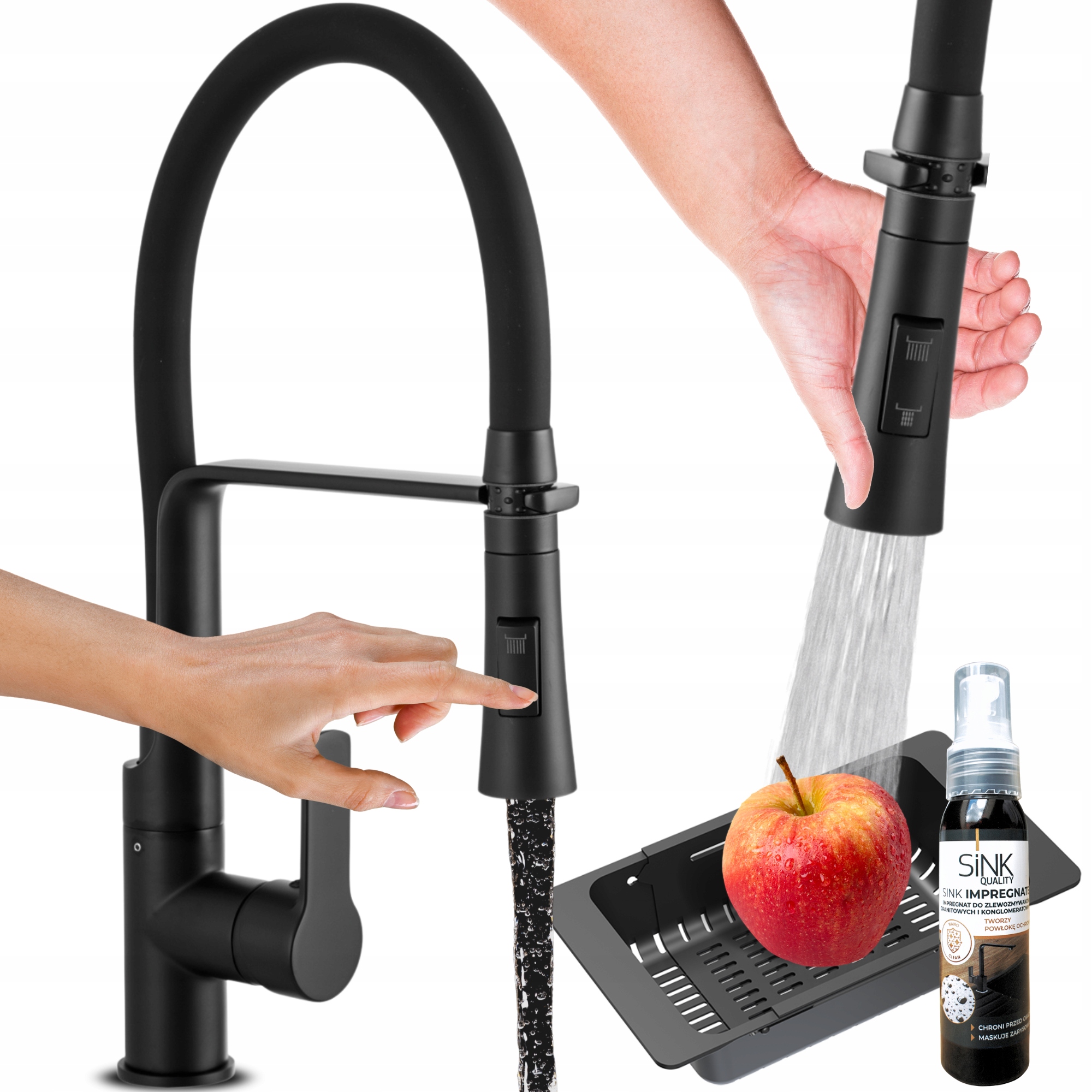 Kuchyňská Baterie S Flexibilním Ohebným Výtokem, Černá, dřezová baterie