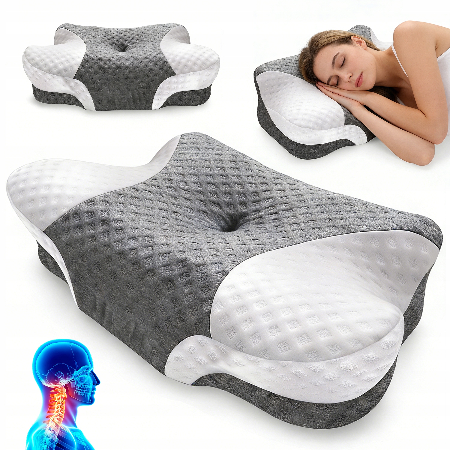 Poduszka Ortopedyczna Z Pianką Memory Dla Snu Na Boku Brzuchu Plecach
