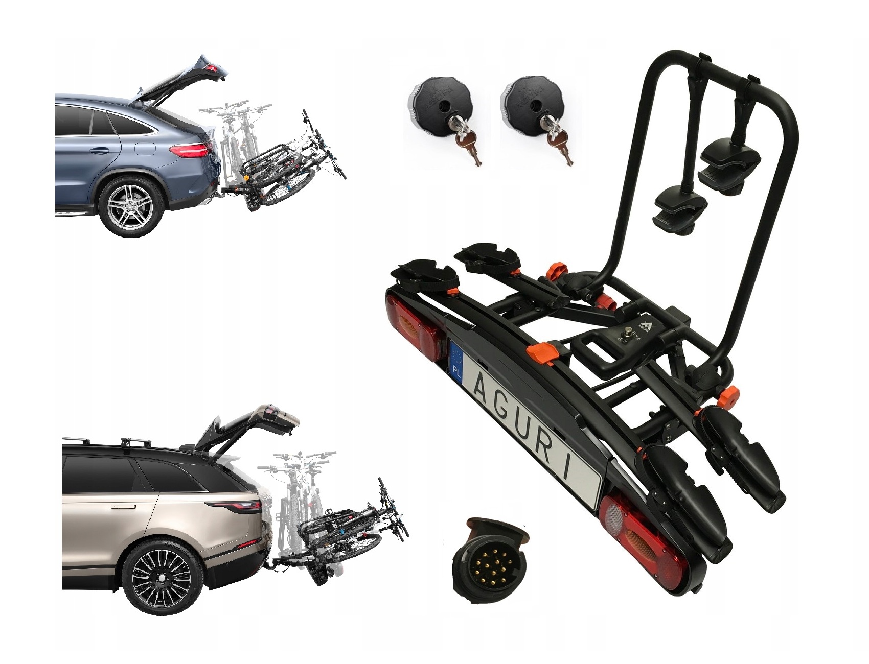 Bagażnik uchwyt rowerowy hak Aguri Active Bike 2 rowery uchylany 13-pin