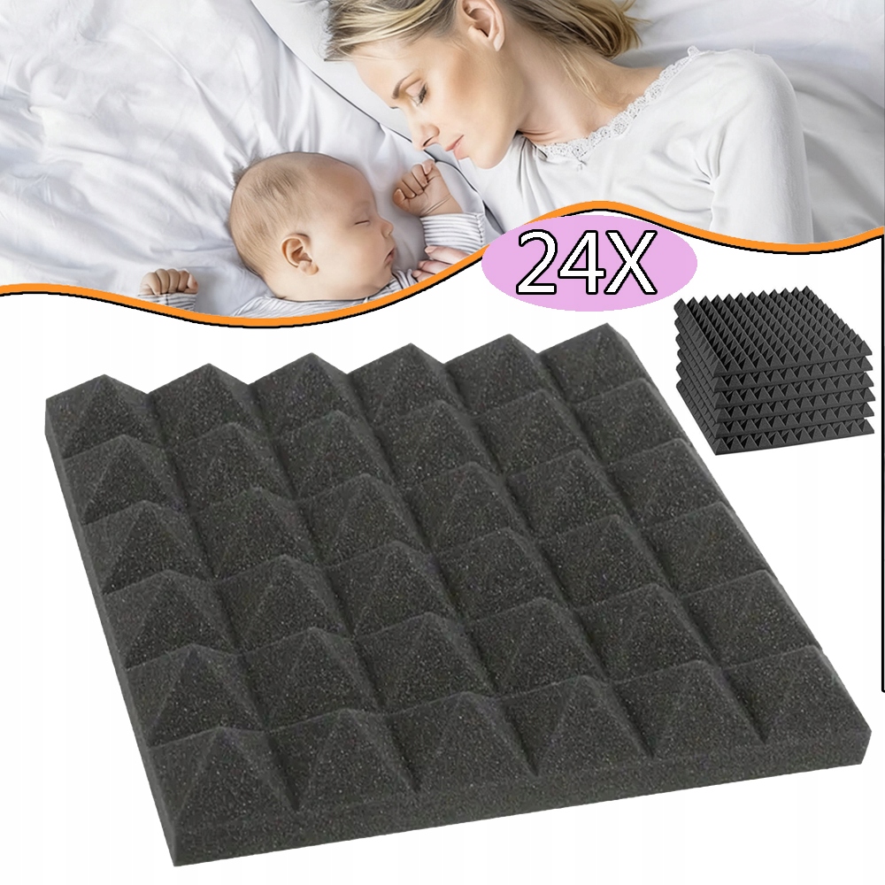 24 pyramidové samolepicí akustické desky, akustická pěna pro stěny
