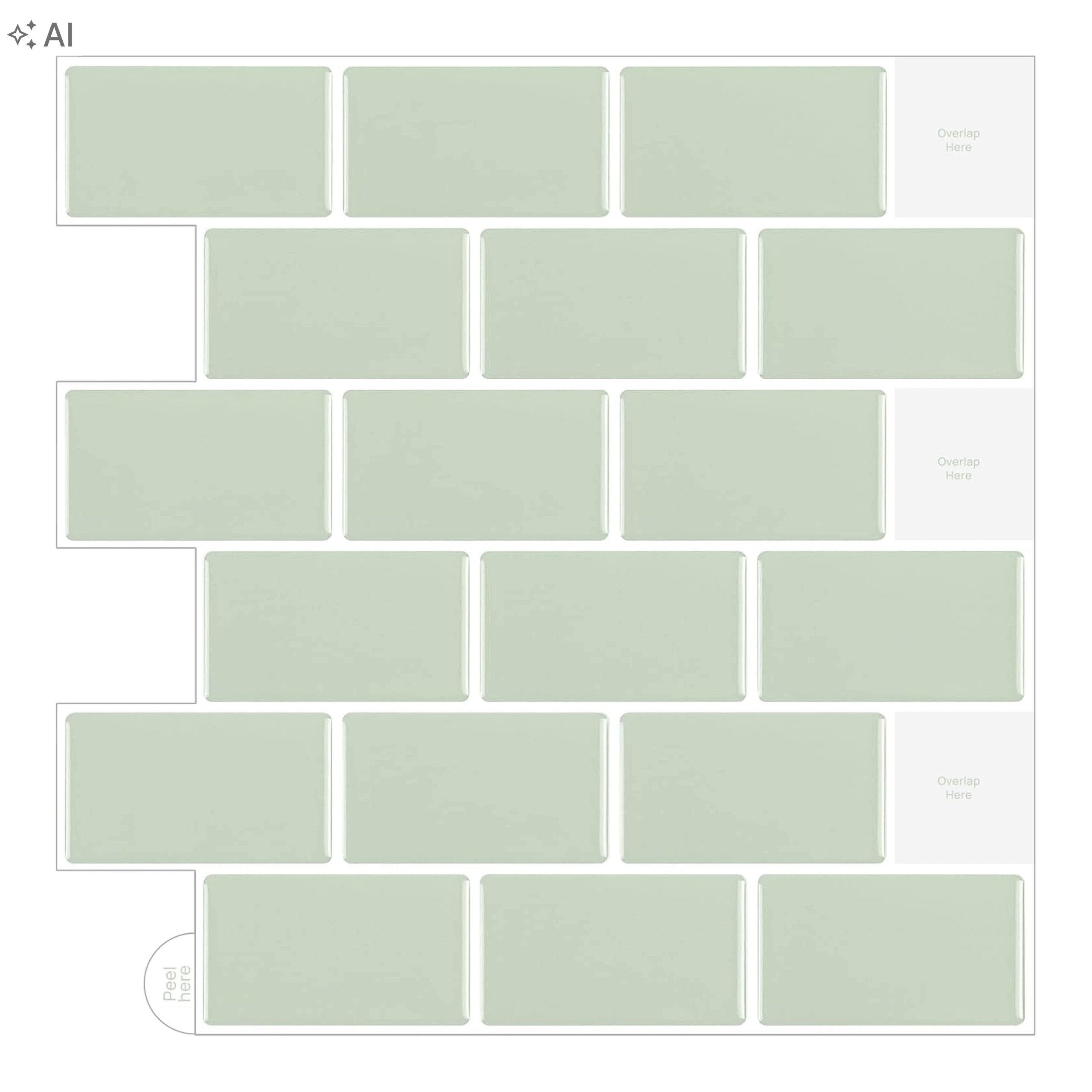 Samolepky na dlaždice samolepící 3D dlaždice zelené sada 10ks 30,5x30,5cm