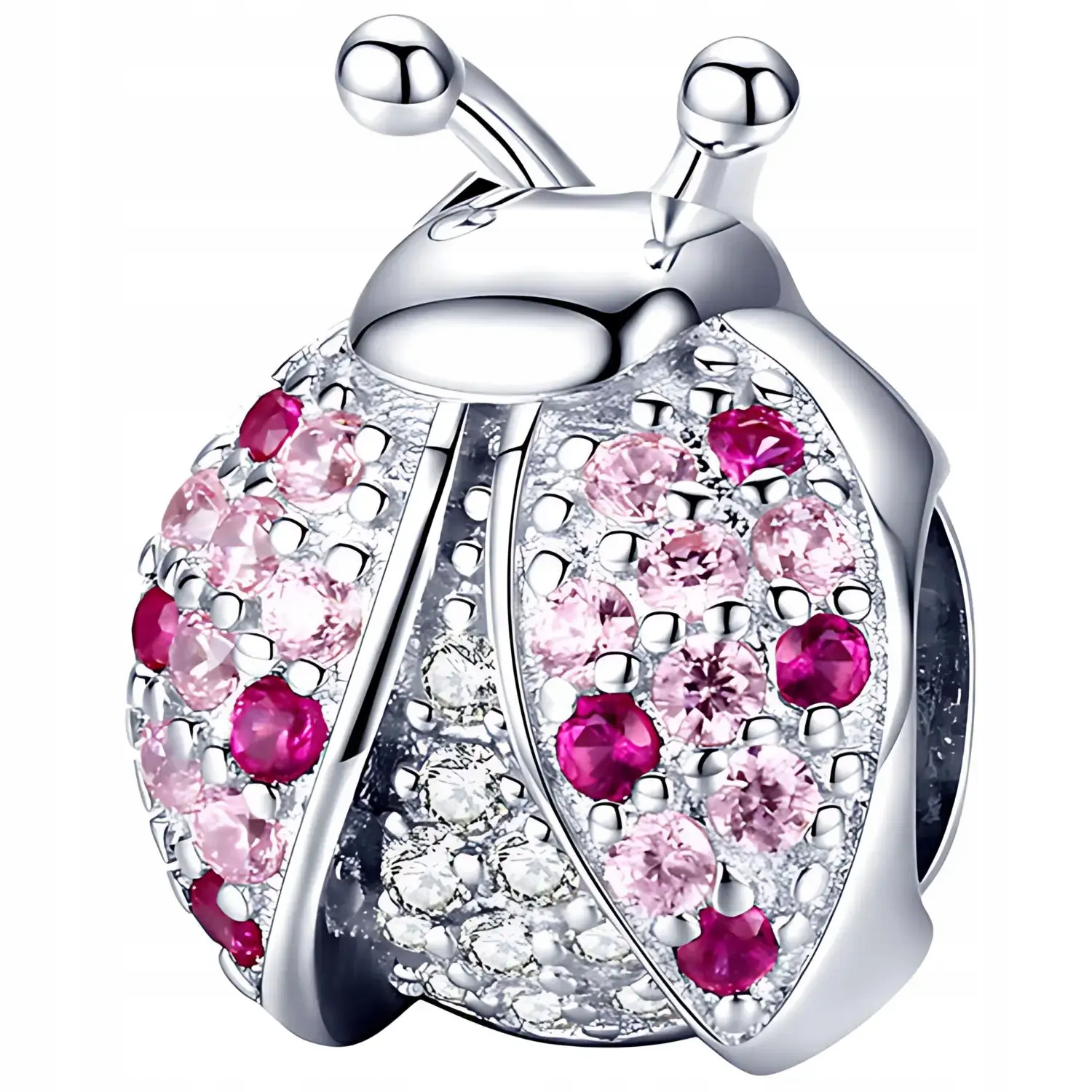 Charms Přívěsek Stříbro 925 Růžová Beruška s zirkony pro štěstí