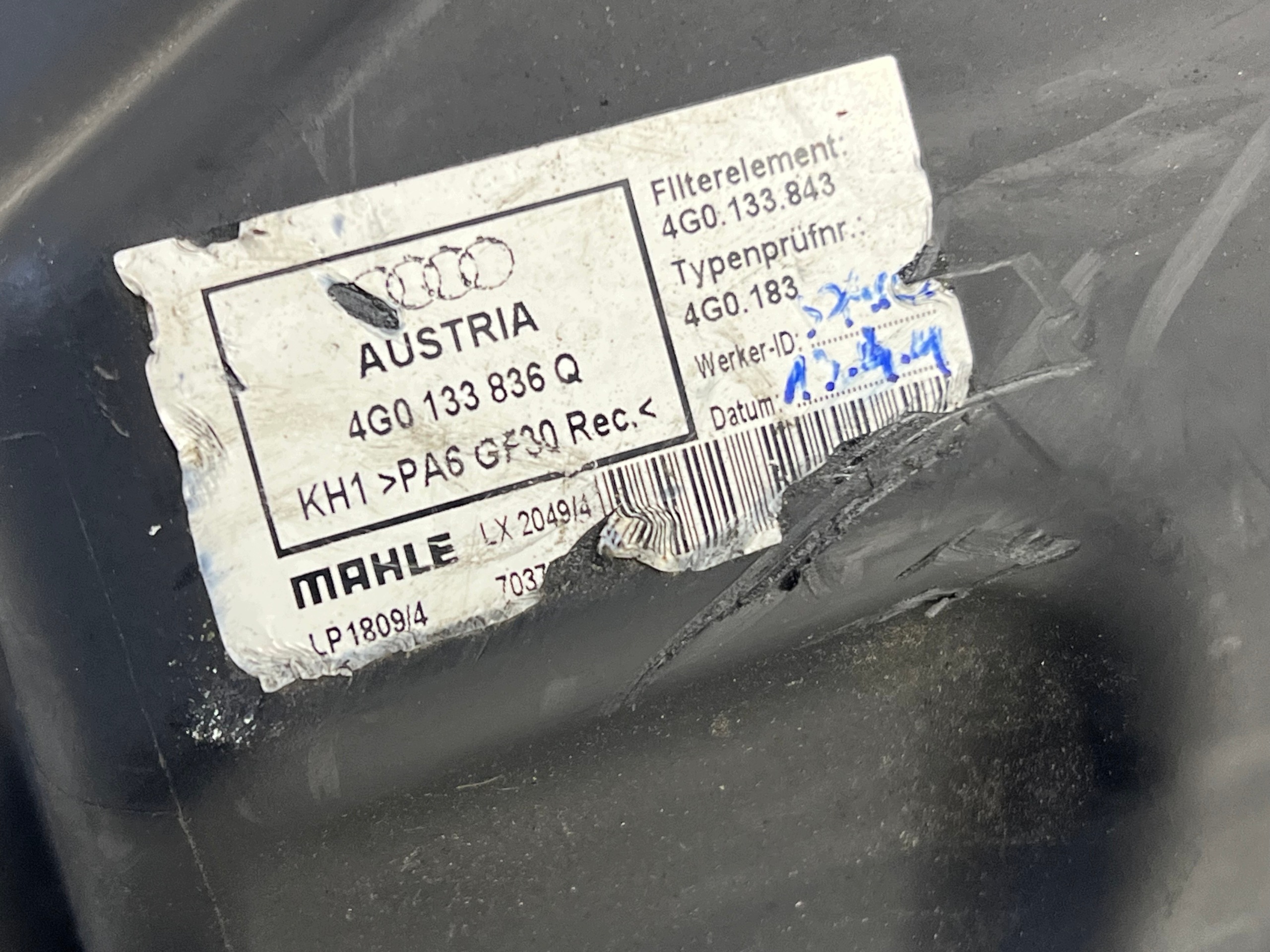A6 C7 4G Gehäuse filter luft 2.8 FSI CHV 4G0133836Q A7 4G