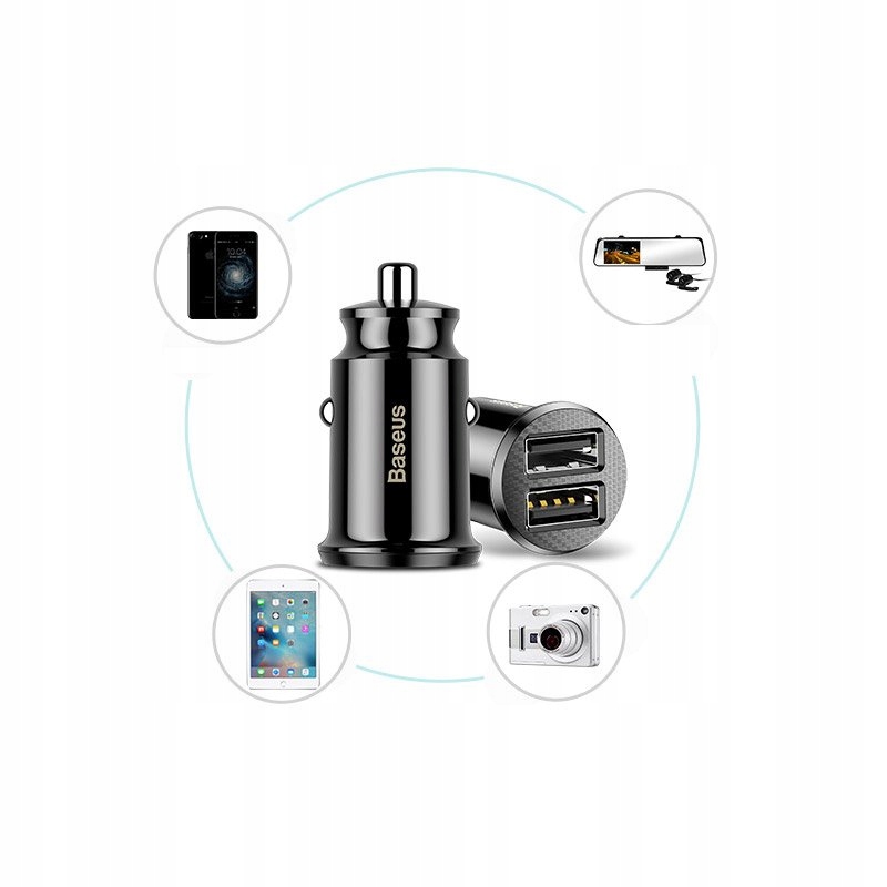 ORYGINAŁ SZYBKA ŁADOWARKA SAMOCHODOWA 2XUSB 3,1A Długość przewodu 0 m