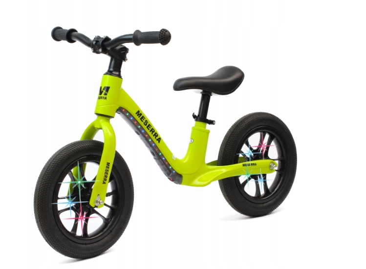 Rower biegowy 12" Limonkowy Led – idealny dla malucha