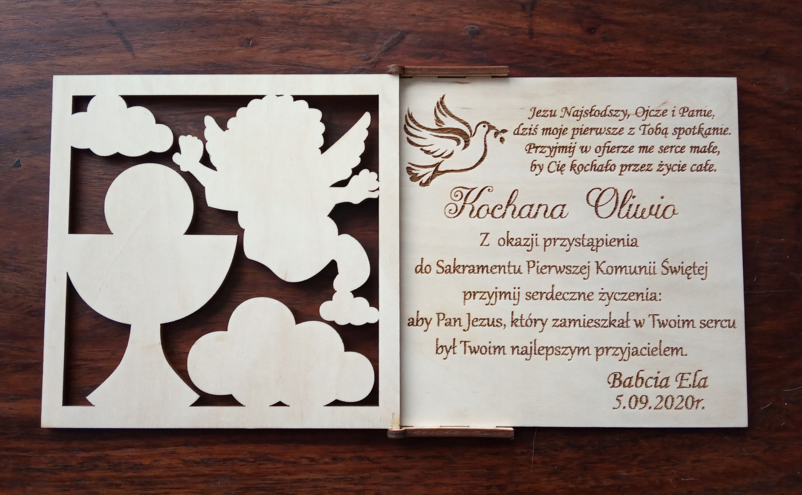 GRAWEROWANA KARTKA PAMIĄTKA I KOMUNIA ŚWIĘTA Marka bez marki