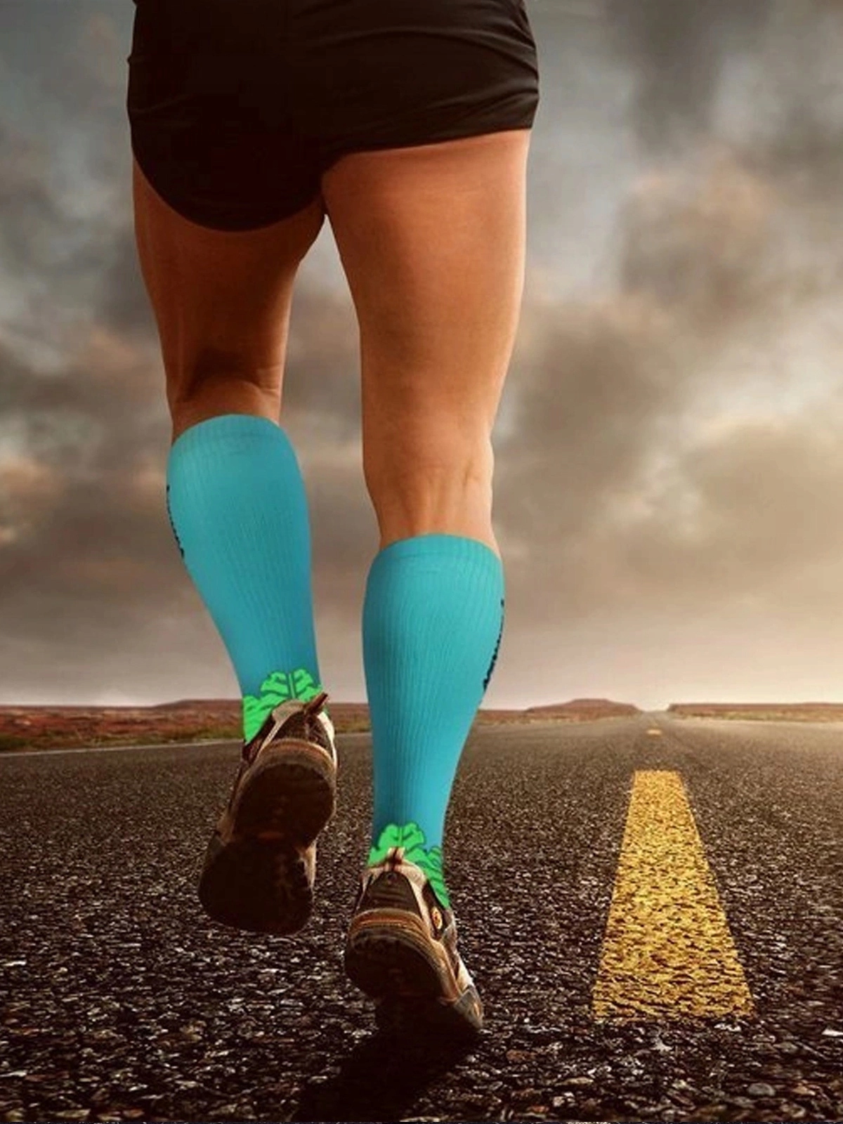 SKARPETY PODKOLANÓWKI SPORTOWE KOMPRESYJNE bieganie trekking długie *43-46 Kolor niebieski