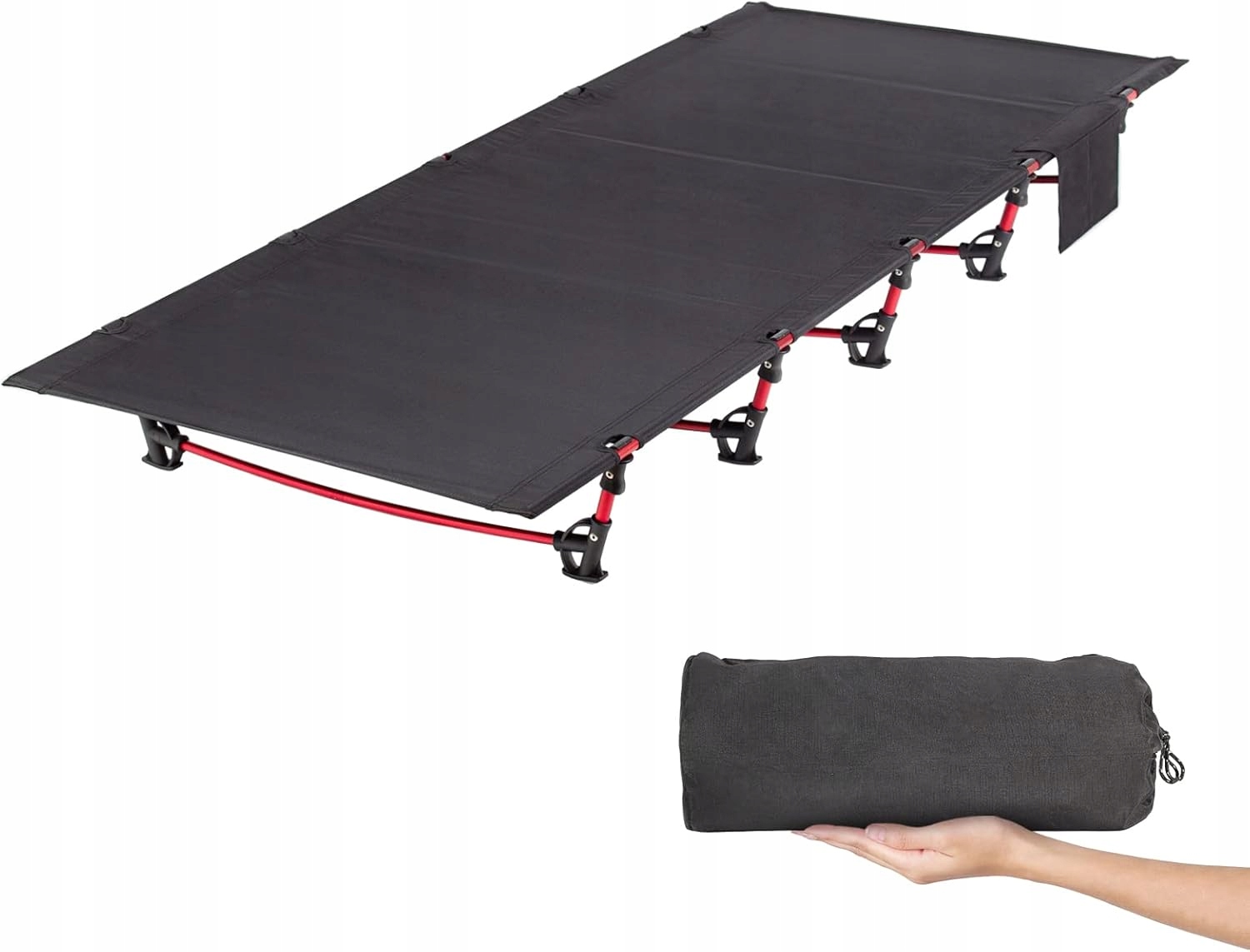 Łóżko polowe Leogreen 192 cm x 70cmx17cm czarne do 150kg -camping, ryby