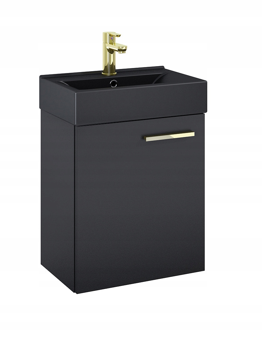 Szafka wisząca Tiny Set 45 1D z umywalką Tiny Black, kolor czarny, wymiary