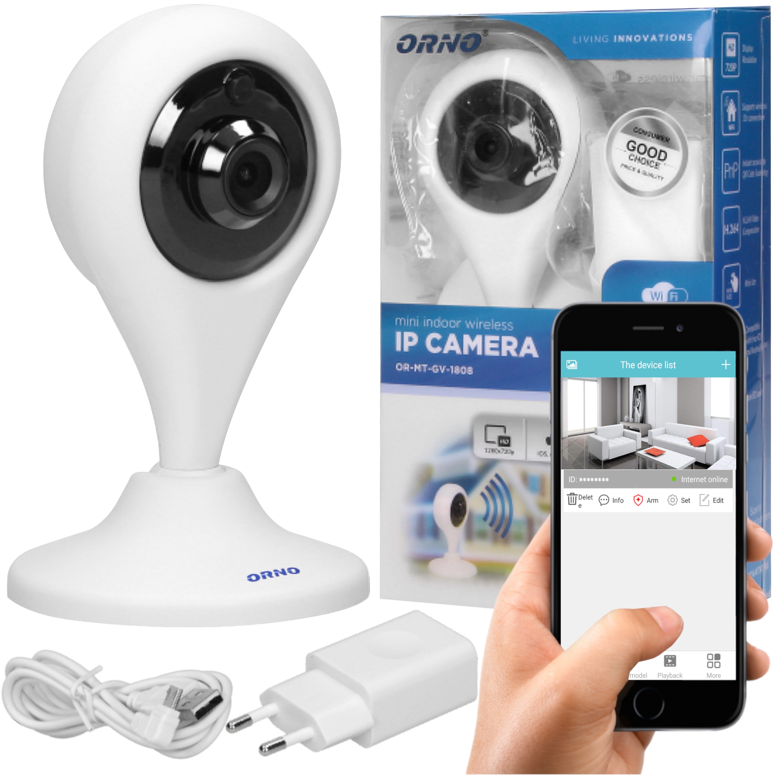 

Kamera Ip WiFi Bezprzewodowa Hd Aplikacja Ir Mini