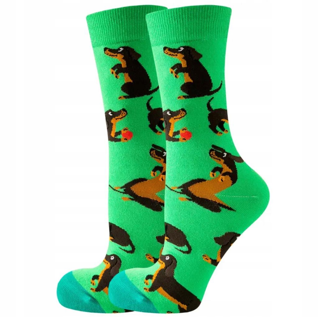 Ponožky ponožky v psík pes jazvečík zvieratko vysoká zelená potlač