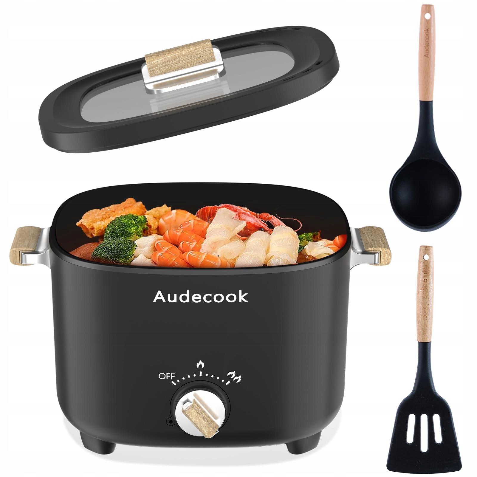 AUDECOOK Elektryczny Garnek 2,5L Przenośny Multicooker dla 1-3 Osób Czarny — miniatura 2