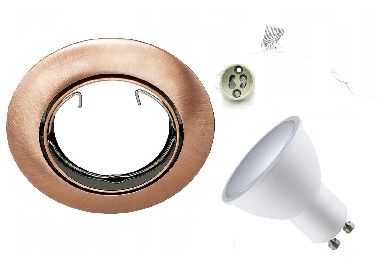 

Zestaw Oprawa Halogenowa GU10 Led Okr Miedź