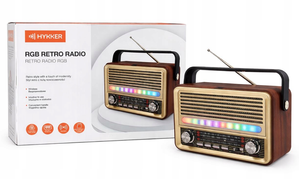 Radio sieciowo-bateryjne Hykker Retro Hykker Rgb