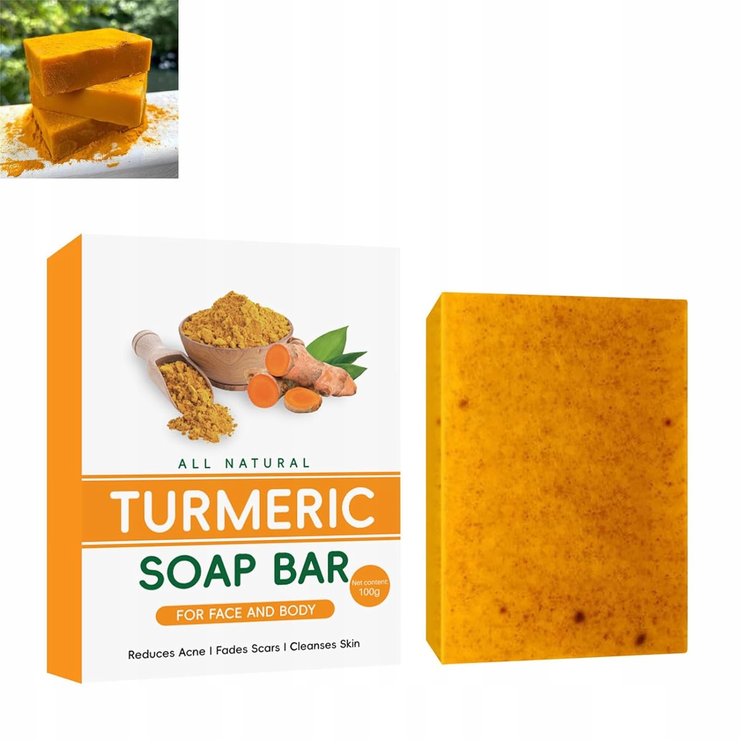 MYDŁO Z KURKUMĄ CYTRYNOWĄ NA CIEMNE PLAMY, MYDŁO ROZJAŚNIAJĄCE Z KURKUMĄ