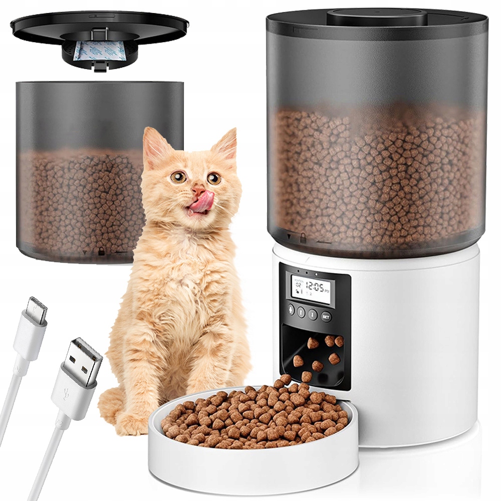 Levně 4L automatické krmítko pro zvířata verze Auto dávkovač krmiva pro kočky